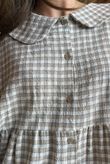 Annie Gingham Peter Pan Smock Blouse Mocha